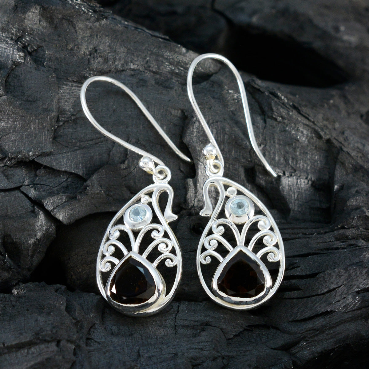 Multi-African-Harper-multiple-Dangle-multicolor-925-Silver-Earring