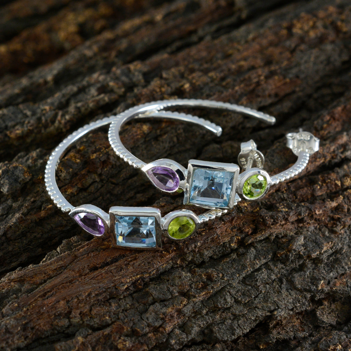 Multi-Moroccan-Li-Lee-Trilogy-Stud-multicolor-925-Sterling-Silver-Earring