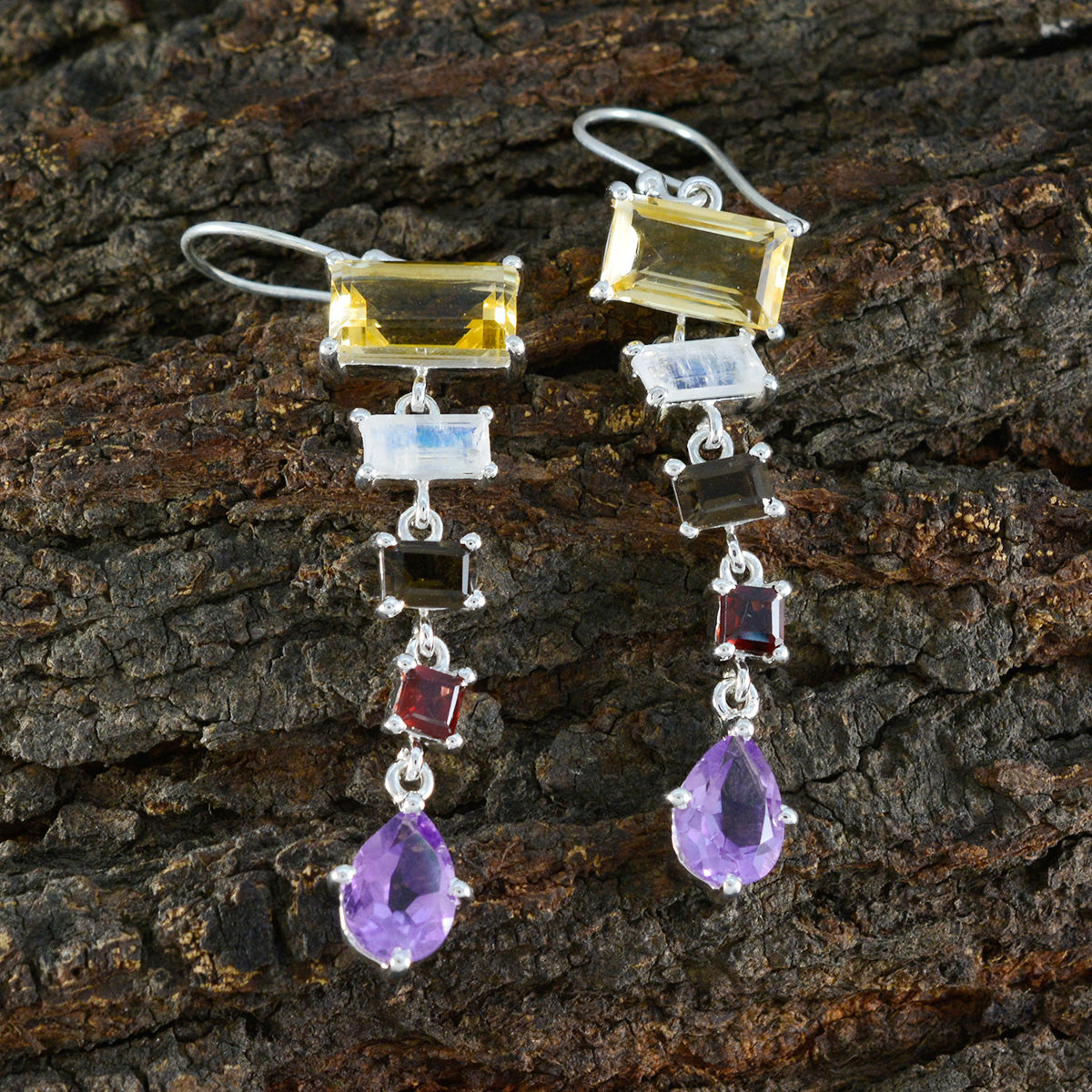 Multi-French-Sofia-Penta-Dangle-multicolor-92.5-Silver-Earring