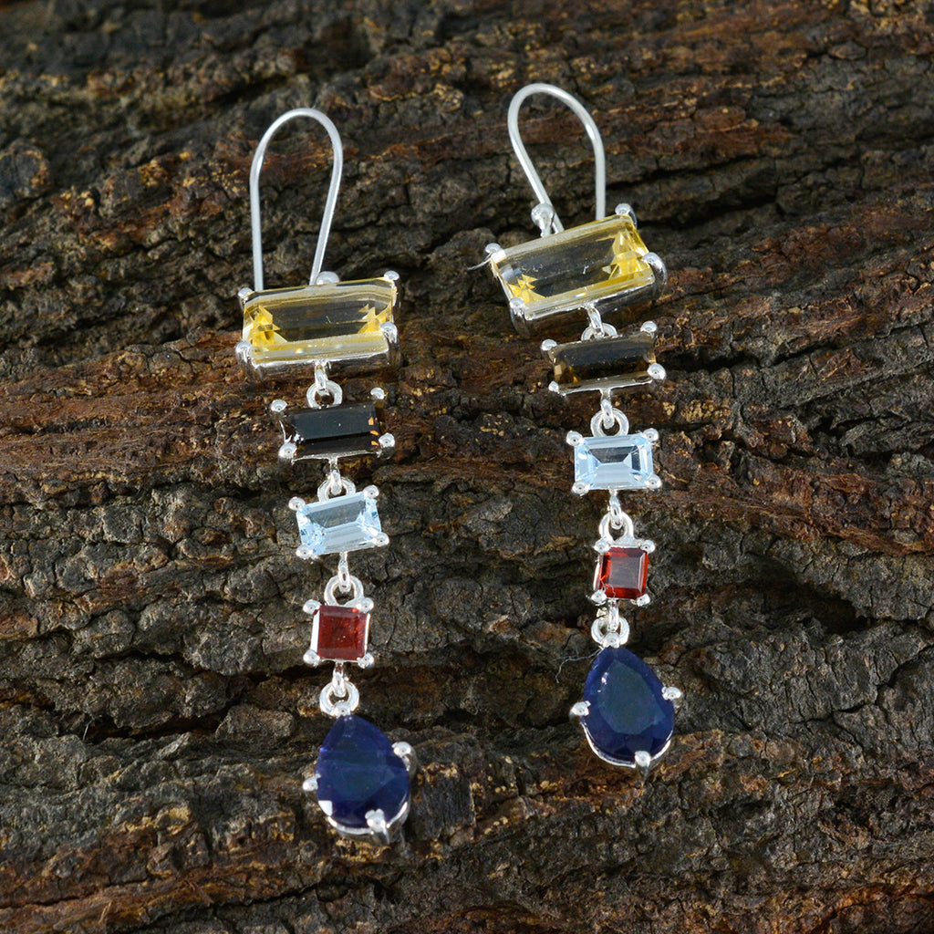 Multi-German-Sophia-Penta-Dangle-multicolor-925-Sterling-Silver-Earring