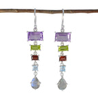 Multi-African-Stella-Penta-Dangle-multicolor-Silver-Earring