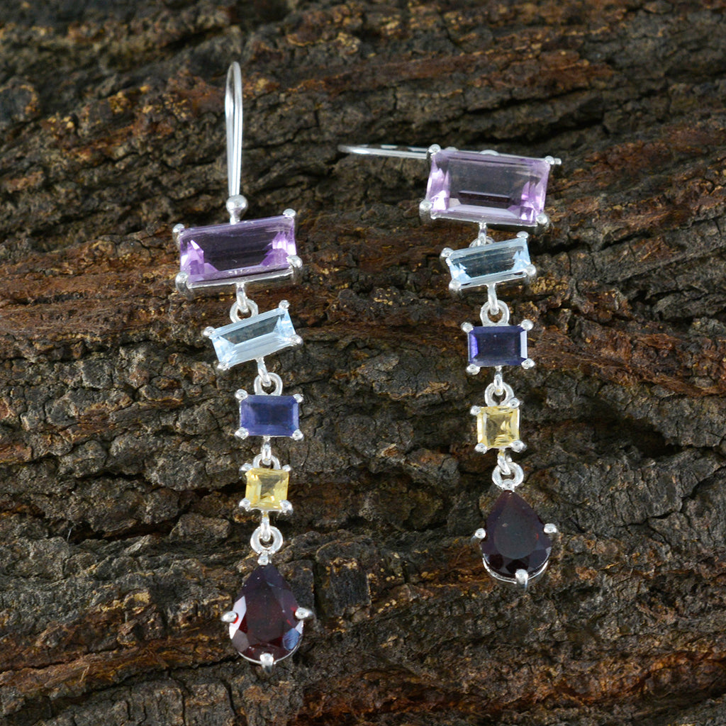 Multi-Russian-Teresa-Penta-Dangle-multicolor-Sterling-Silver-Earring