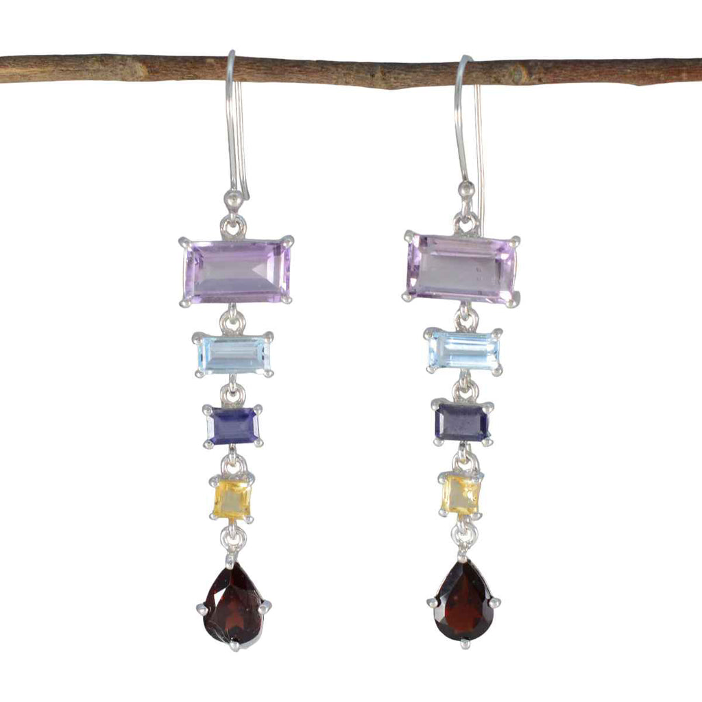 Multi-Russian-Teresa-Penta-Dangle-multicolor-Sterling-Silver-Earring