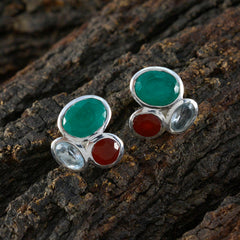 Multi-Mexican-Savannah-multiple-Stud-multicolor-Sterling-Silver-Earring