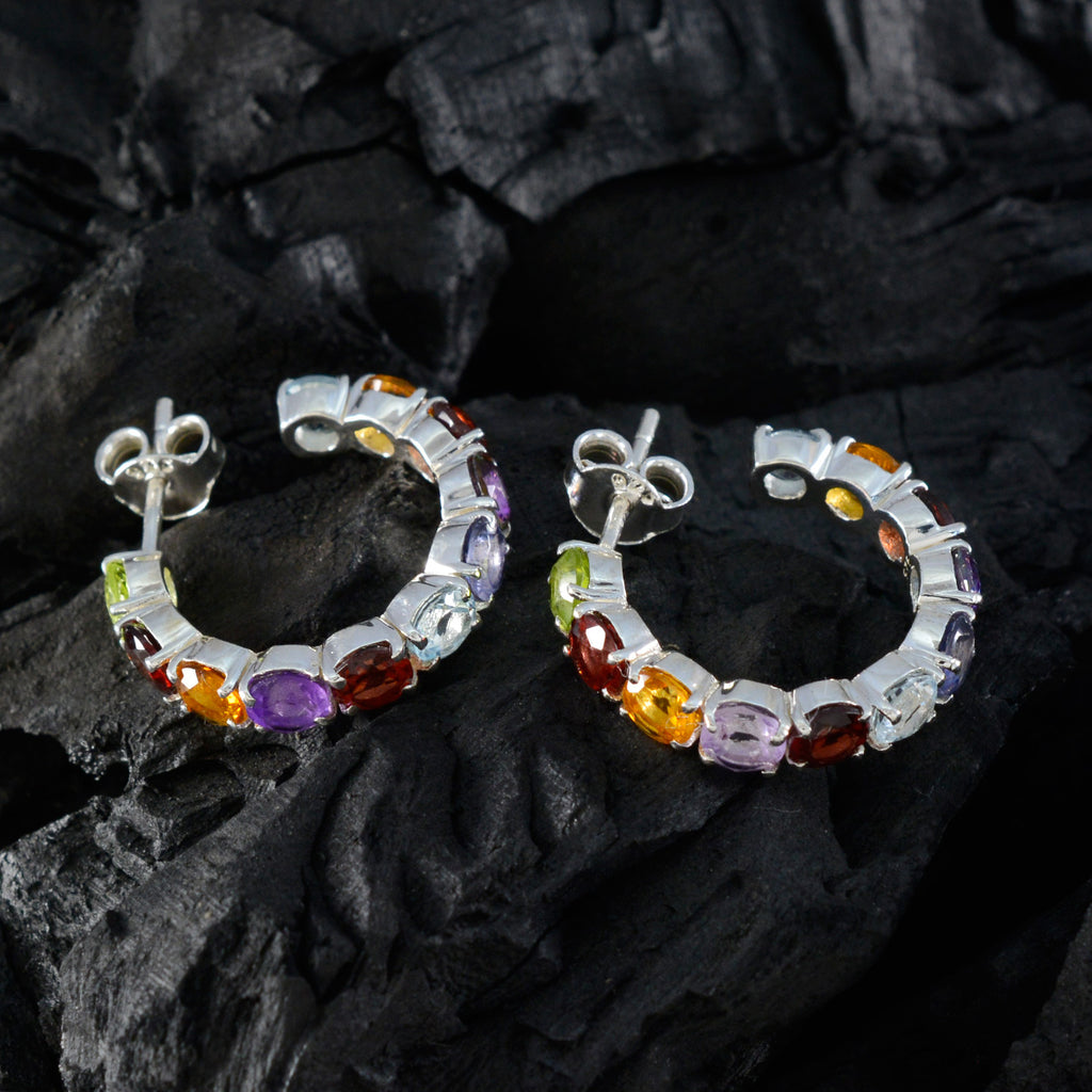 Multi-Korean-Julia-multiple-Stud-multicolor-925-Silver-Earring