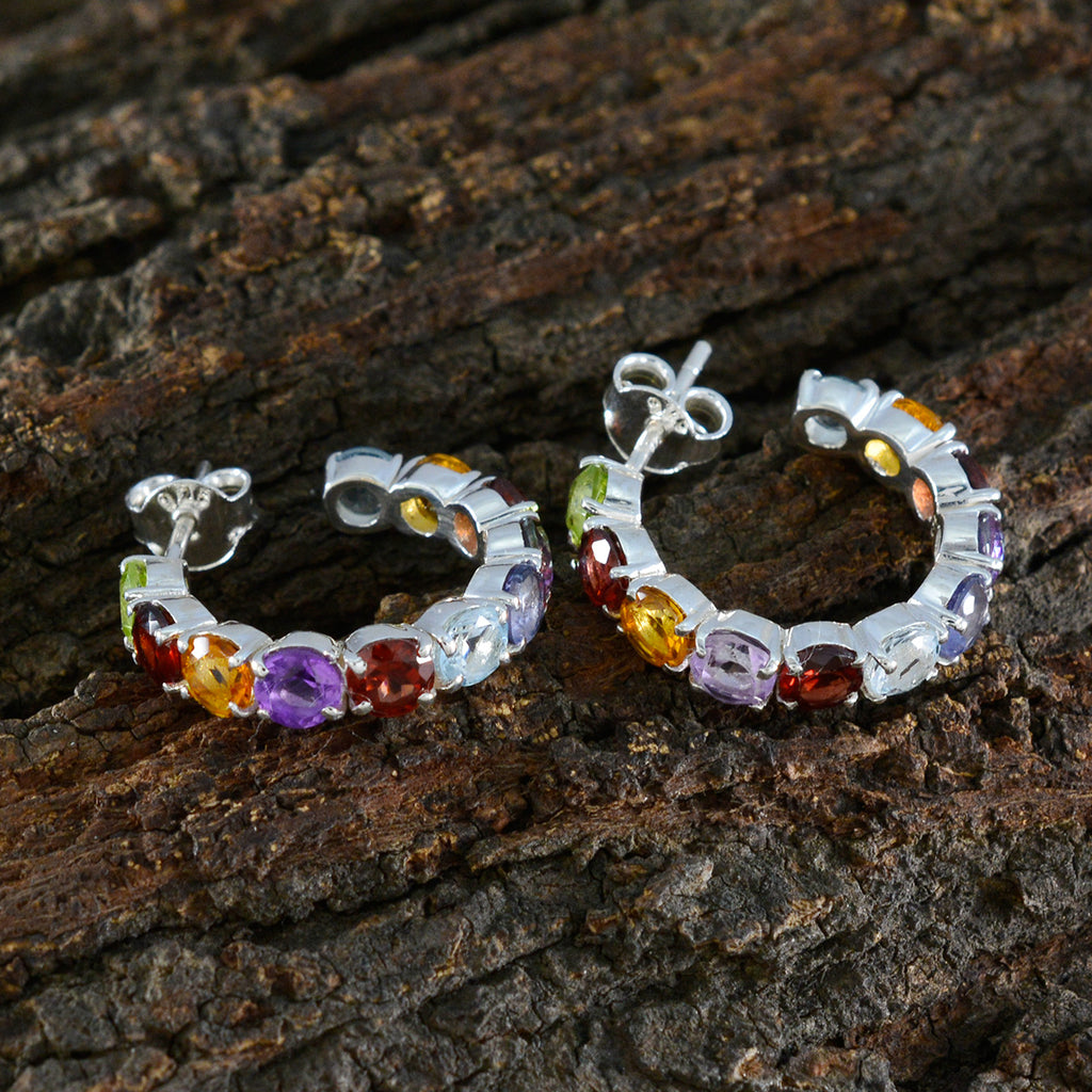 Multi-Korean-Julia-multiple-Stud-multicolor-925-Silver-Earring