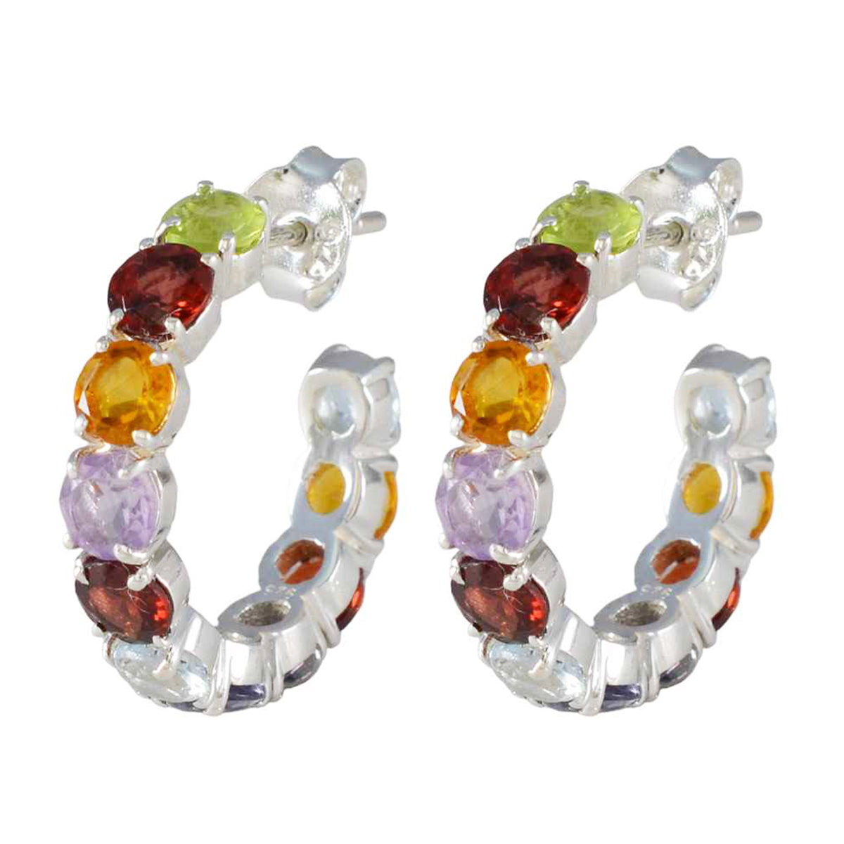 Multi-Korean-Julia-multiple-Stud-multicolor-925-Silver-Earring Immagine principale del prodotto