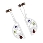 Multi-French-Sophia-multiple-Dangle-multicolor-Silver-Earring