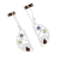 Multi-French-Sophia-multiple-Dangle-multicolor-Silver-Earring