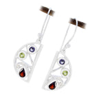 Multi-French-Sophia-multiple-Dangle-multicolor-Silver-Earring