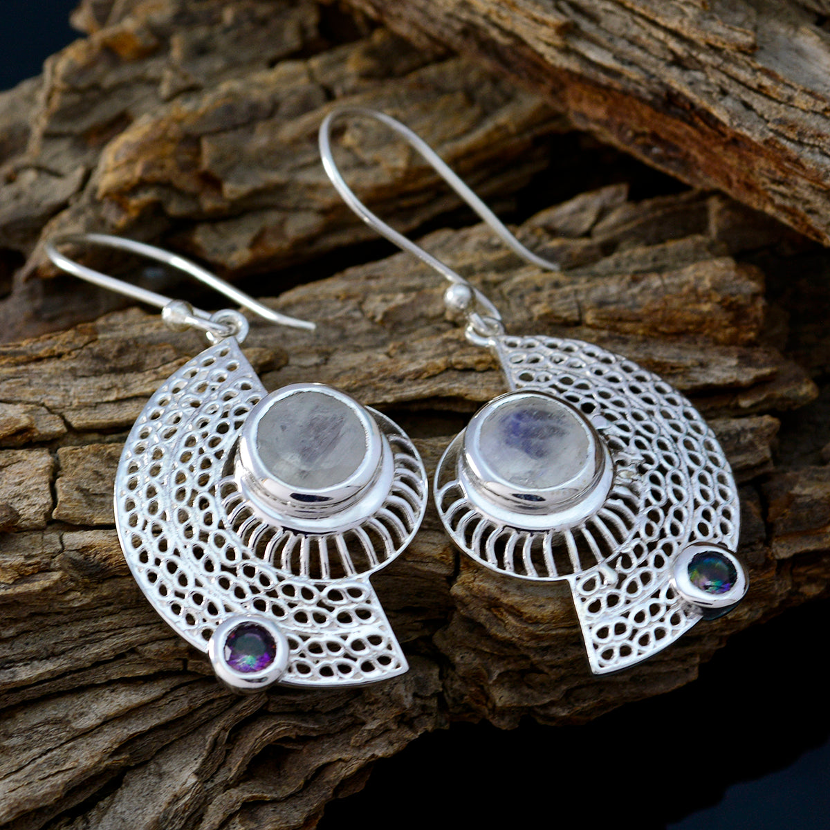 Multi-African-Teresa-multiple-Dangle-multicolor-925-Sterling-Silver-Earring