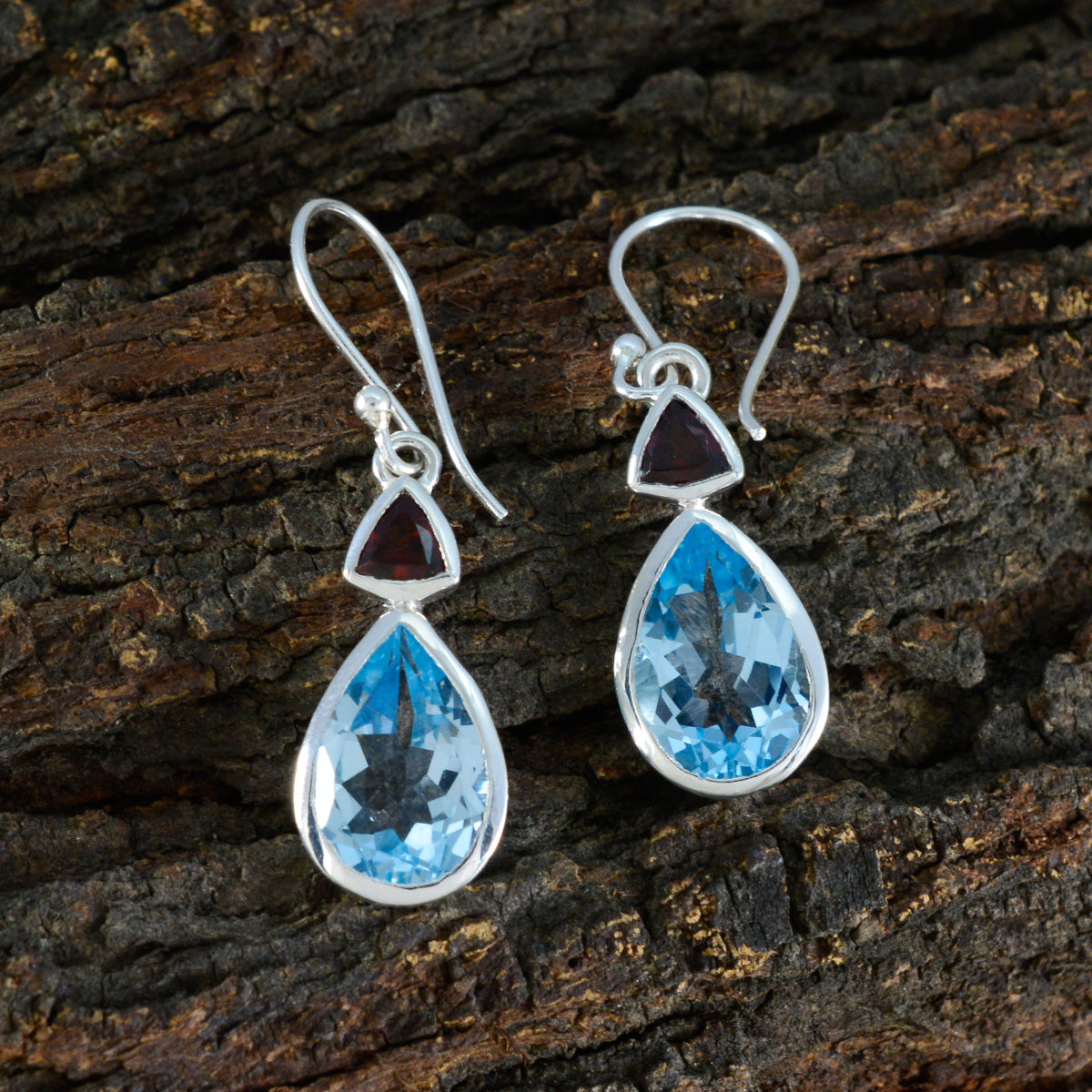 Multi-French-Bianca-Toi-et-Moi-Dangle-multicolor-925-Silver-Earring