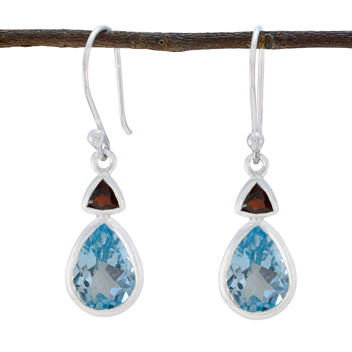 Multi-French-Bianca-Toi-et-Moi-Dangle-multicolor-925-Silver-Earring Huvudsaklig produktbild