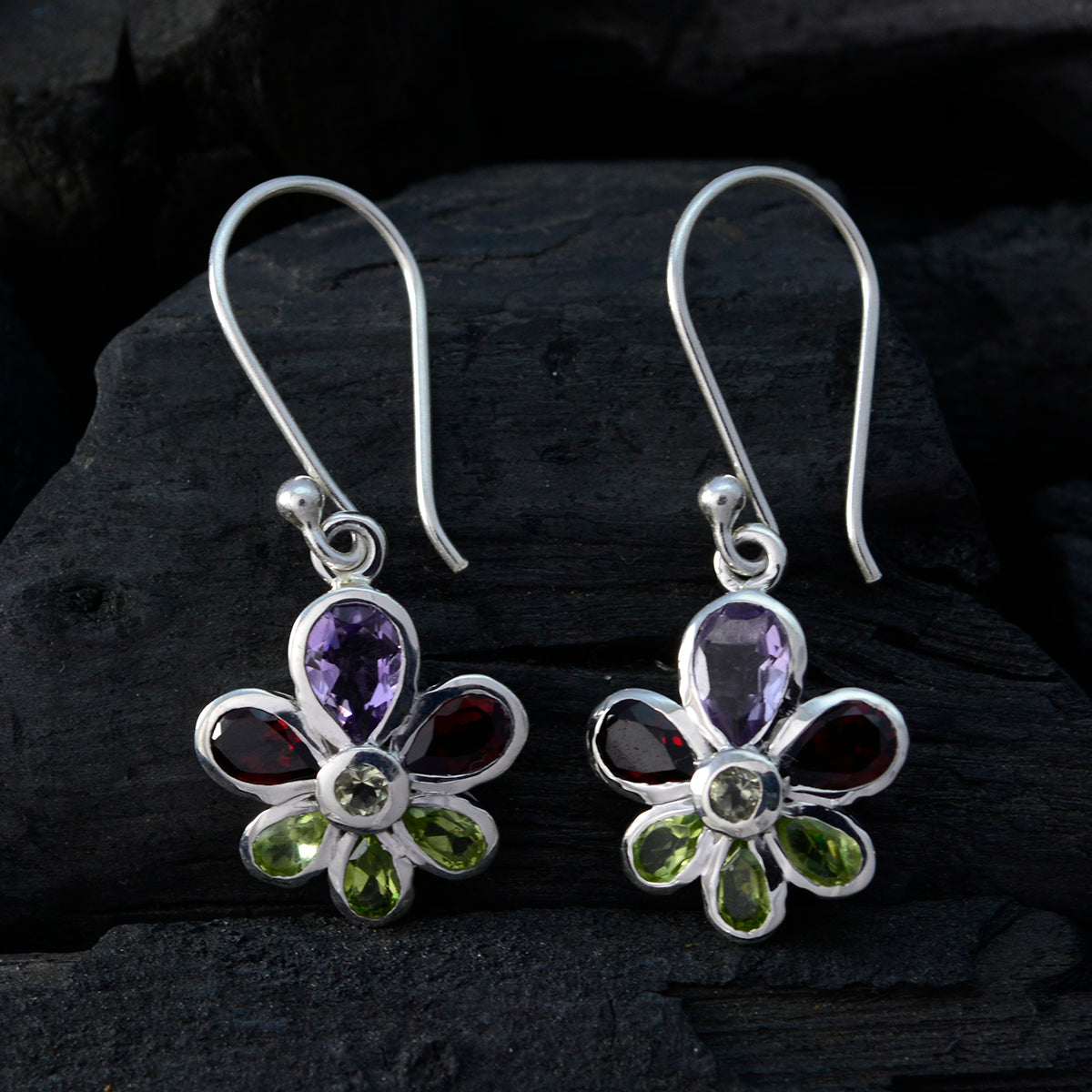 Multi-Russian-Tereza-multiple-Dangle-multicolor-Sterling-Silver-Earring