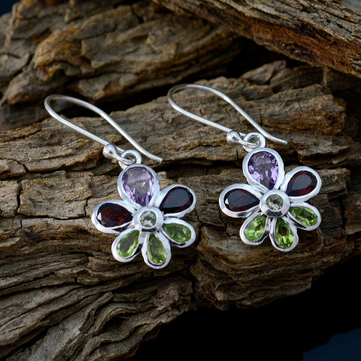 Multi-Russian-Tereza-multiple-Dangle-multicolor-Sterling-Silver-Earring