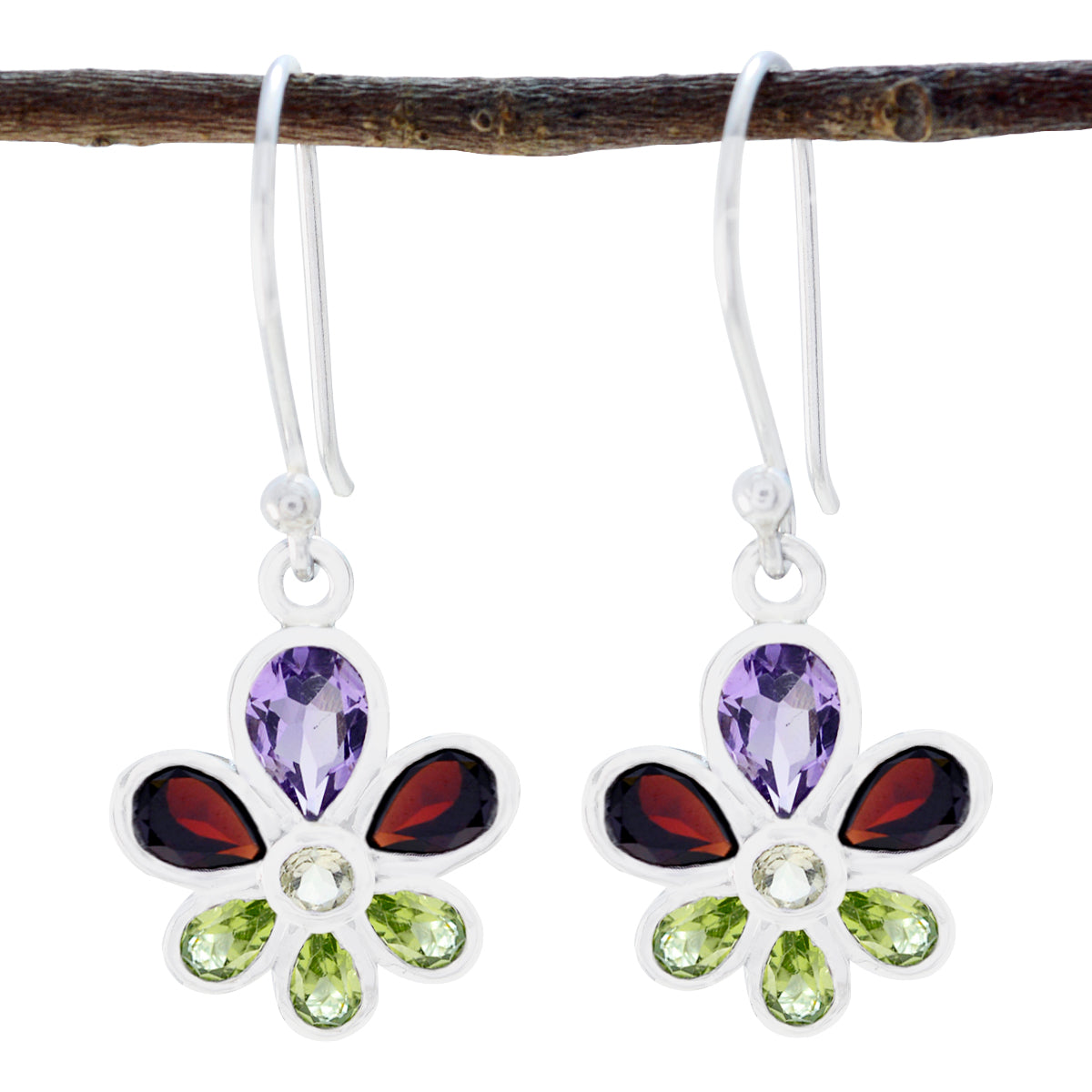 Multi-Russian-Tereza-multiple-Dangle-multicolor-Sterling-Silver-Earring