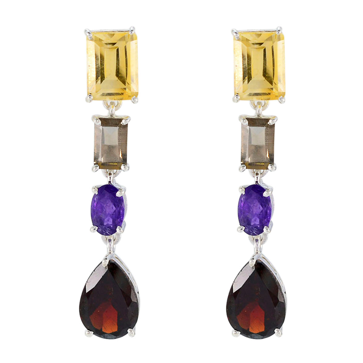 Multi-Korean-Lucia-quarter-Stud-multicolor-Sterling-Silver-Earring