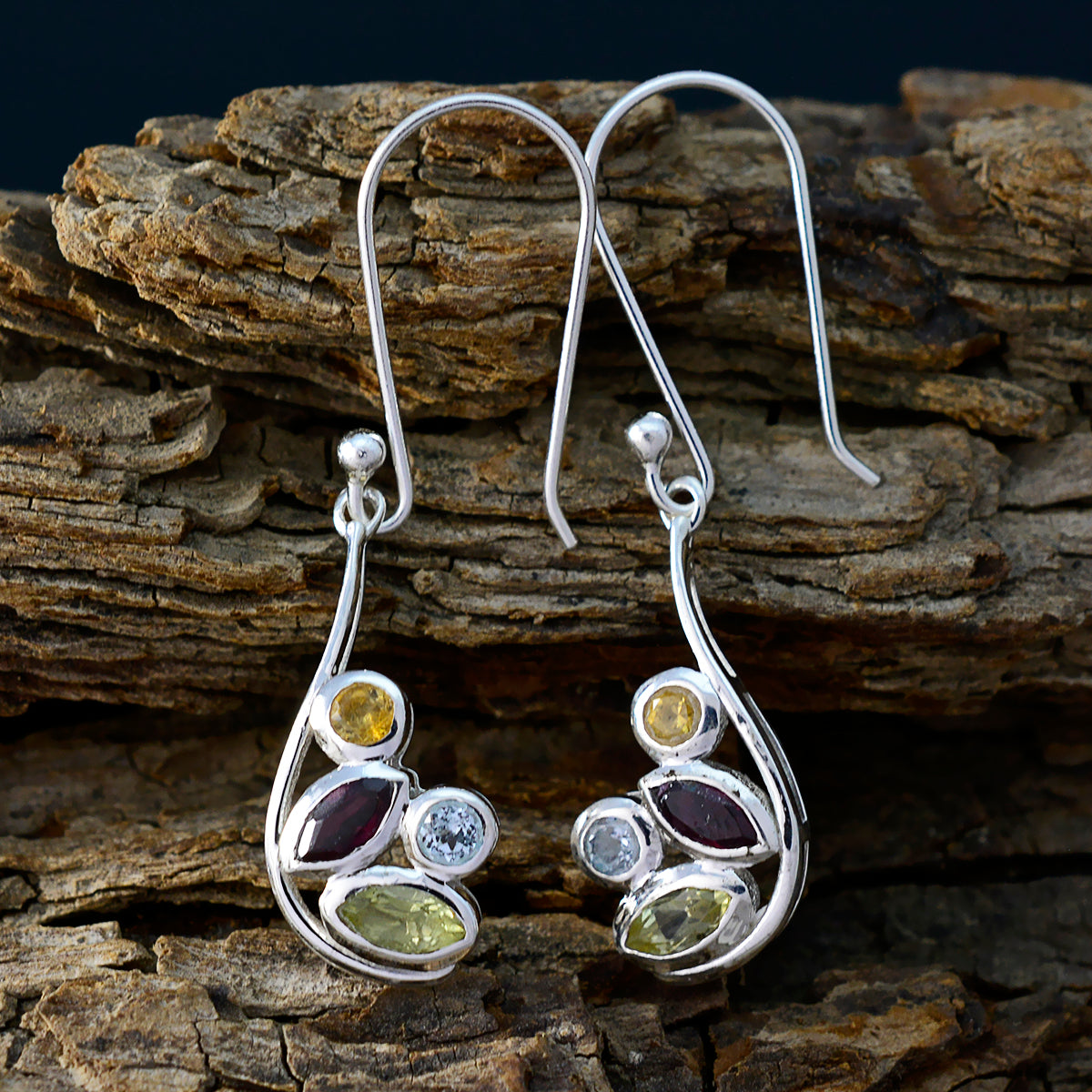 Multi-Middle-Eastern-Aaliyah-quarter-Dangle-multicolor-925-Sterling-Silver-Earring