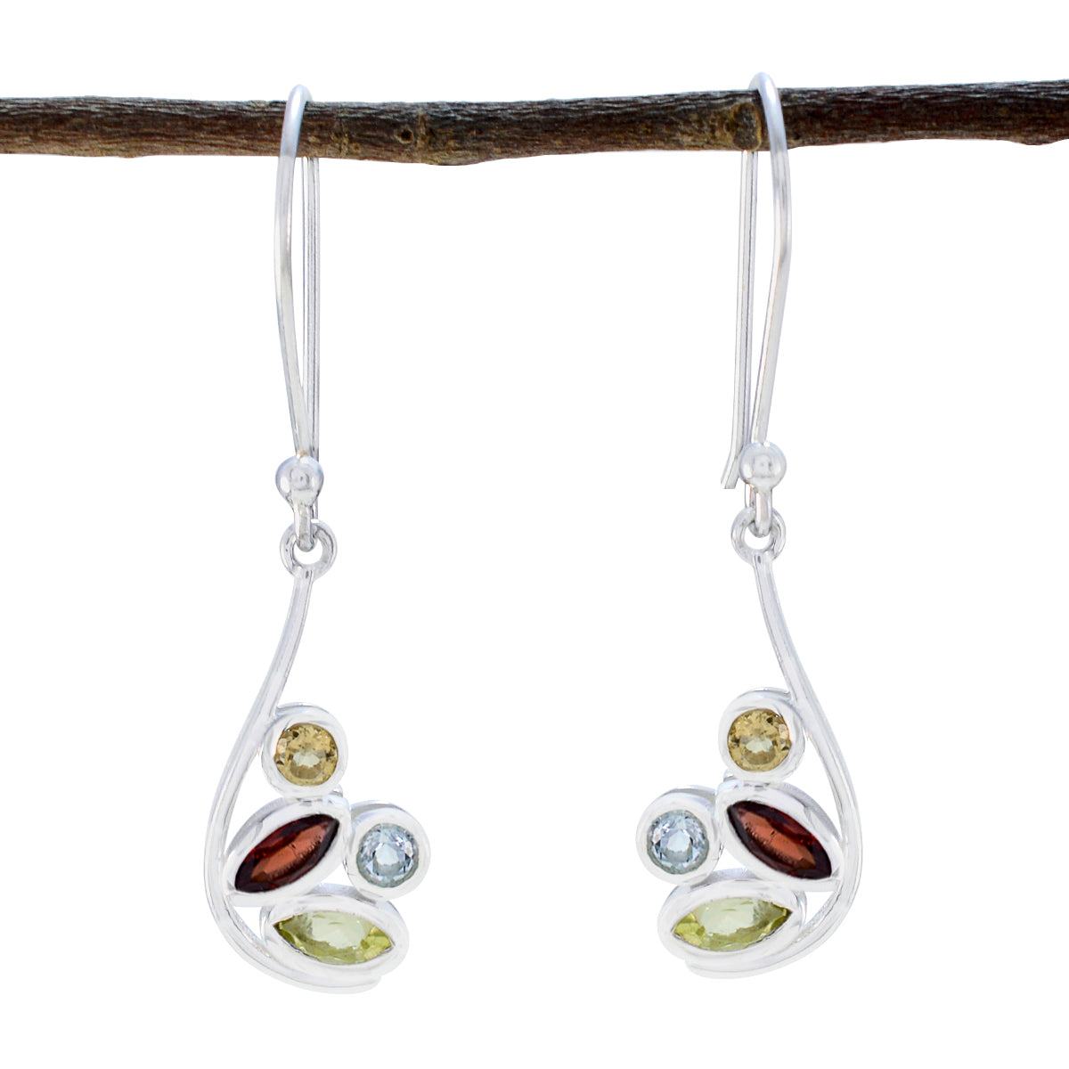 Multi-Middle-Eastern-Aaliyah-quarter-Dangle-multicolor-925-Sterling-Silver-Earring