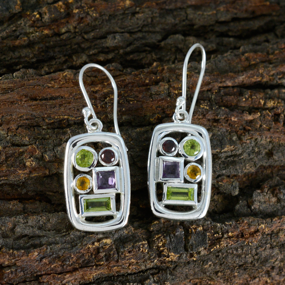 Multi-Moroccan-Dayana-Penta-Dangle-multicolor-Sterling-Silver-Earring