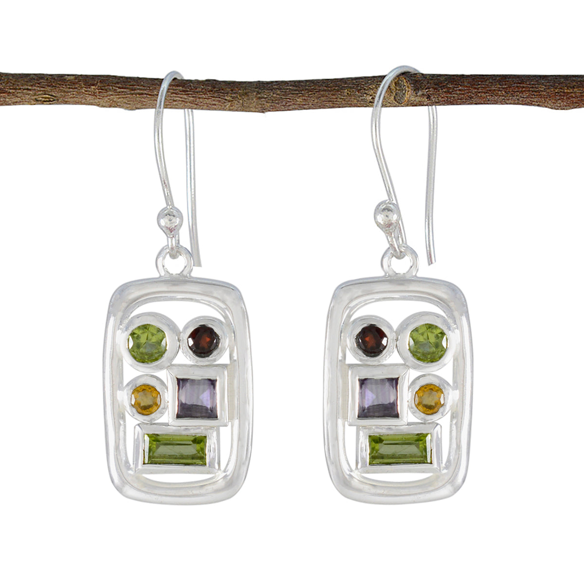 Multi-Moroccan-Dayana-Penta-Dangle-multicolor-Sterling-Silver-Earring メイン画像