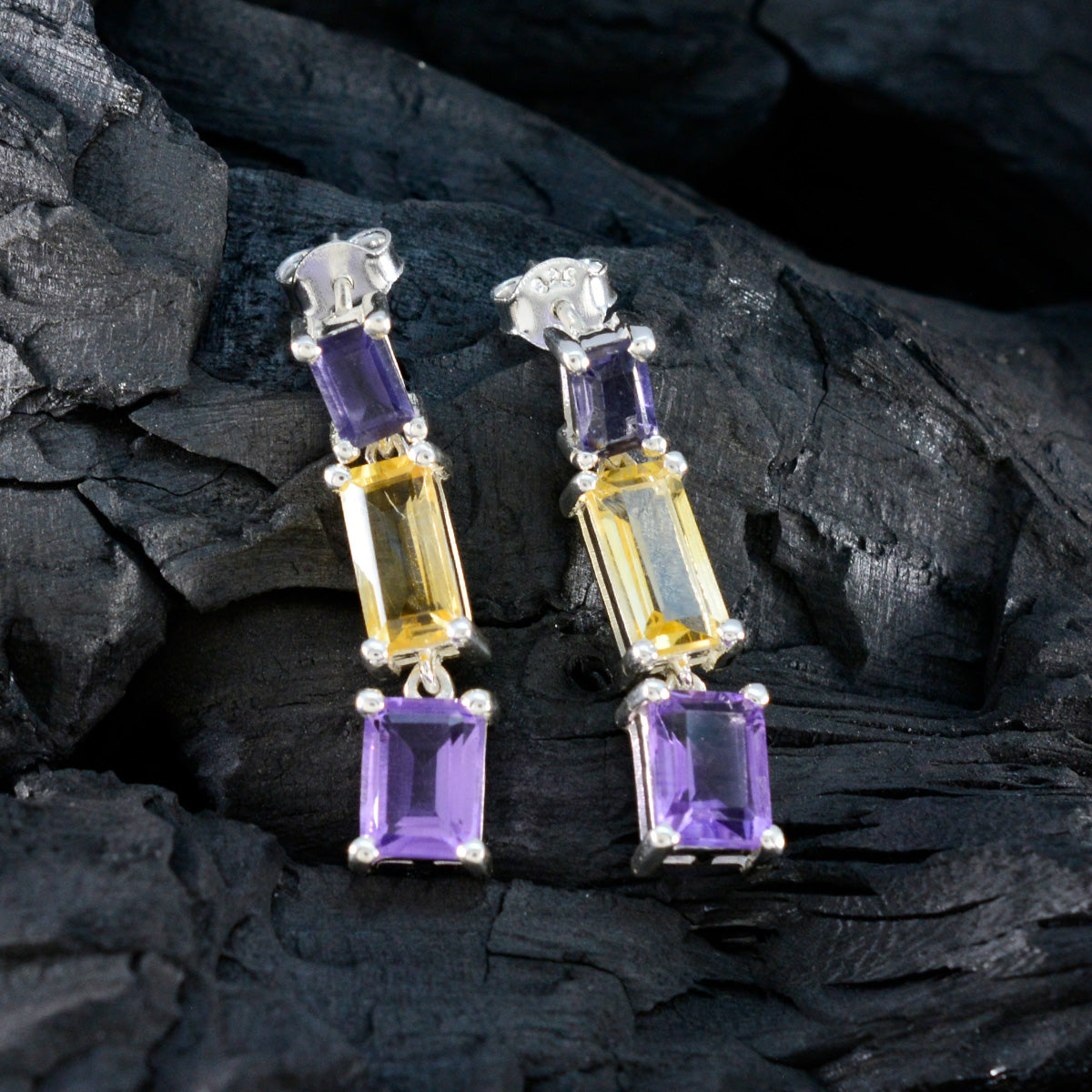 Multi-Latin-American-Natalie-multiple-Stud-multicolor-Silver-Earring