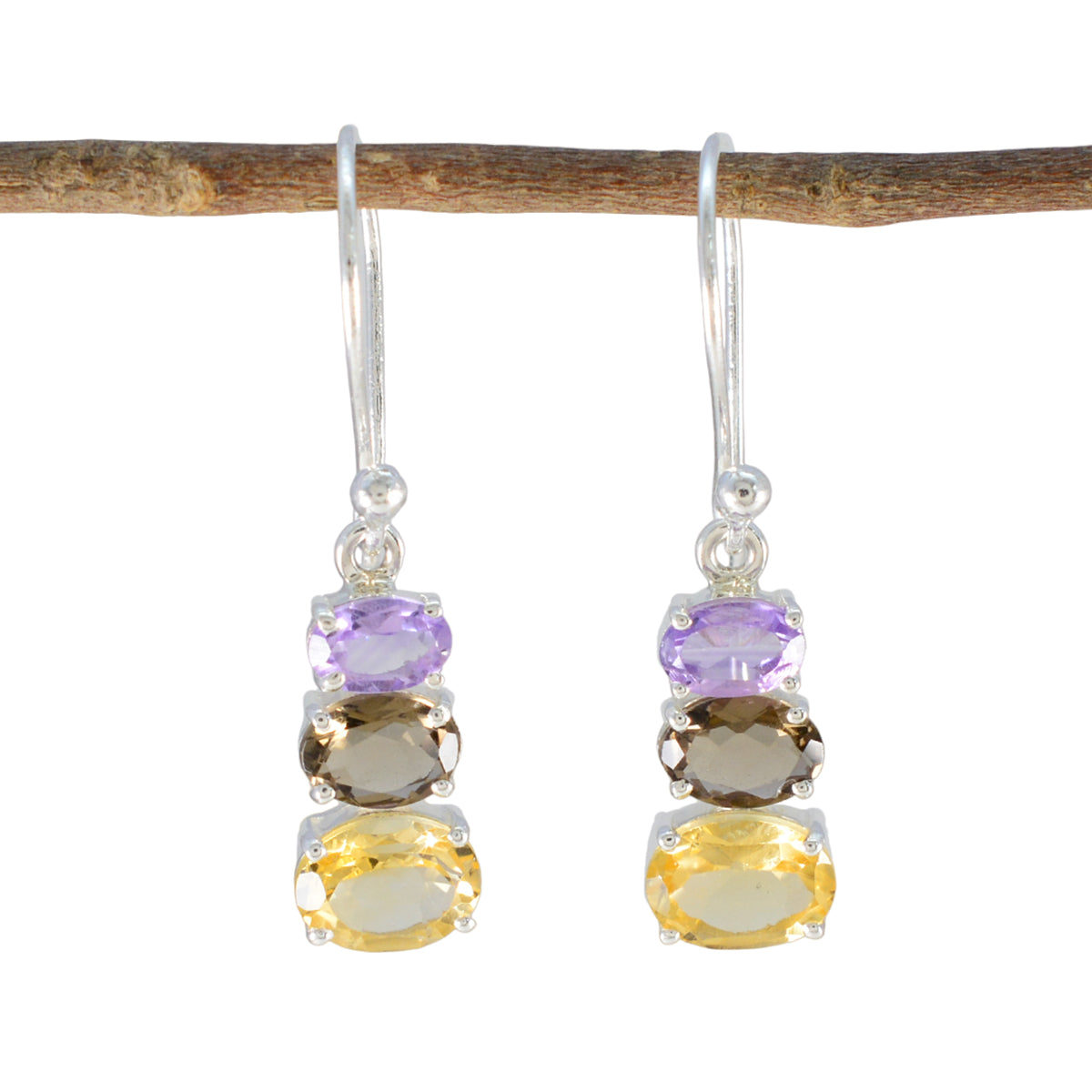 Multi-German-Violet-multiple-Dangle-multicolor-925-Silver-Earring Immagine principale del prodotto