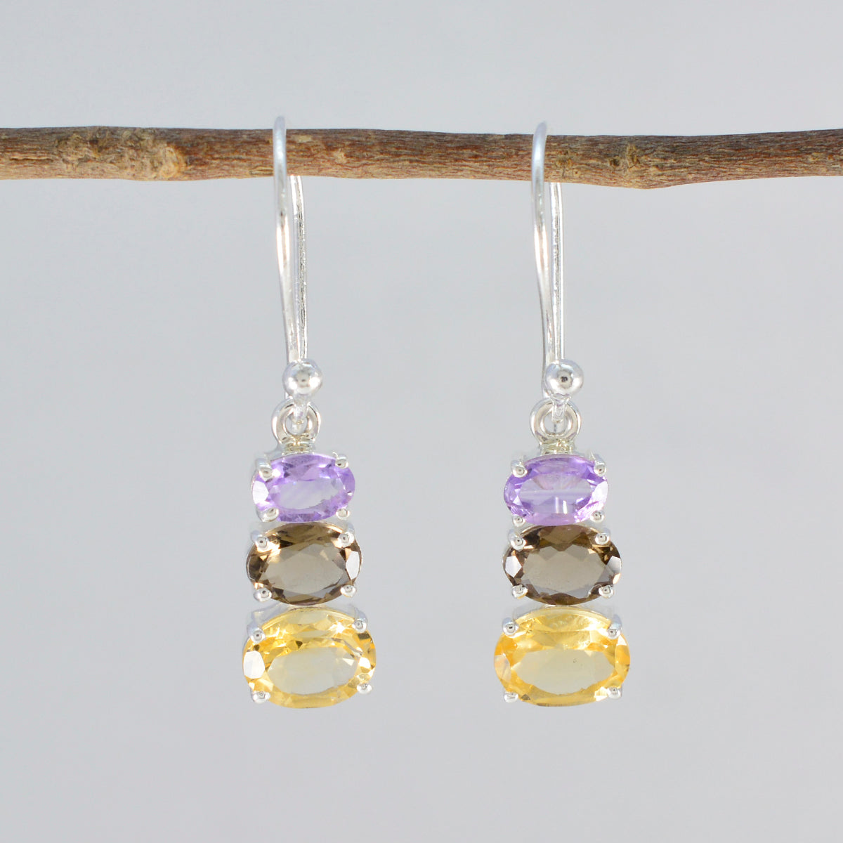 Multi-German-Violet-Multiple-Dangle-Multicolor-925-Silber-Ohrring