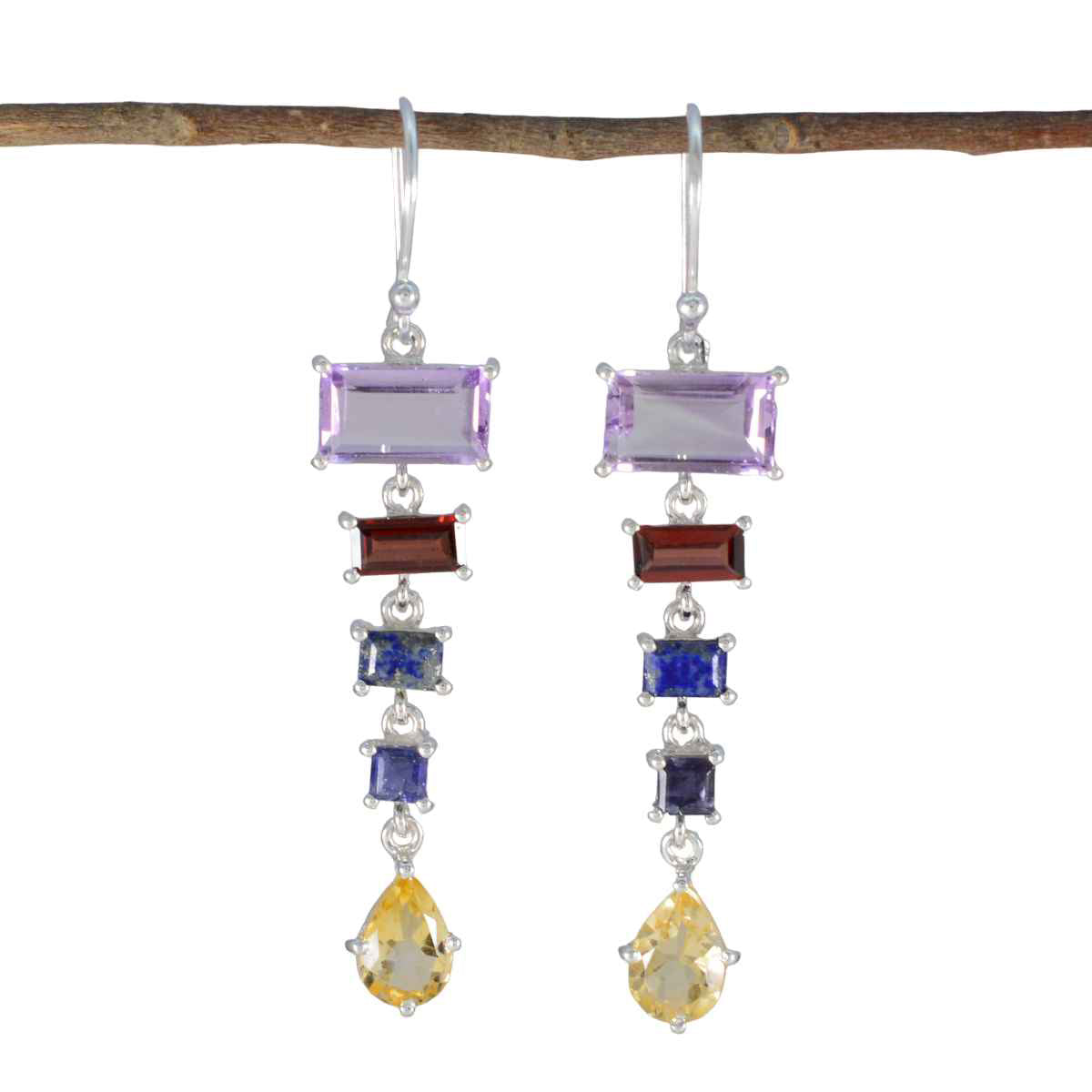 Multi-Moroccan-Tereza-Penta-Dangle-multicolor-925-Silver-Earring
