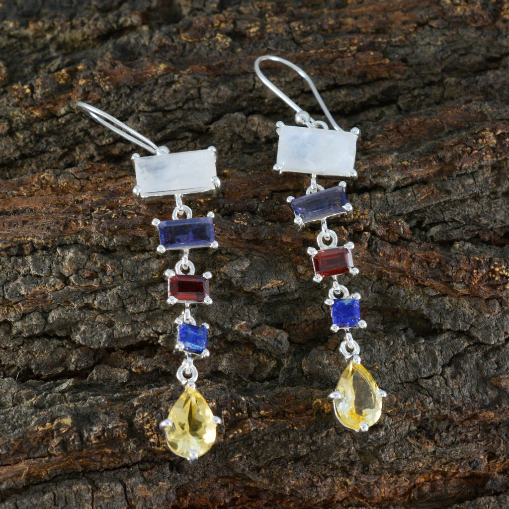Multi-American-Violet-Penta-Dangle-multicolor-925-Sterling-Silver-Earring