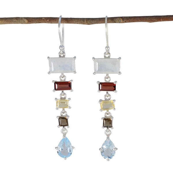 Multi-Korean-Yasmin-Penta-Dangle-multicolor-Silver-Earring