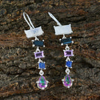 Multi-Japanese-Yasmine-Penta-Dangle-multicolor-Sterling-Silver-Earring