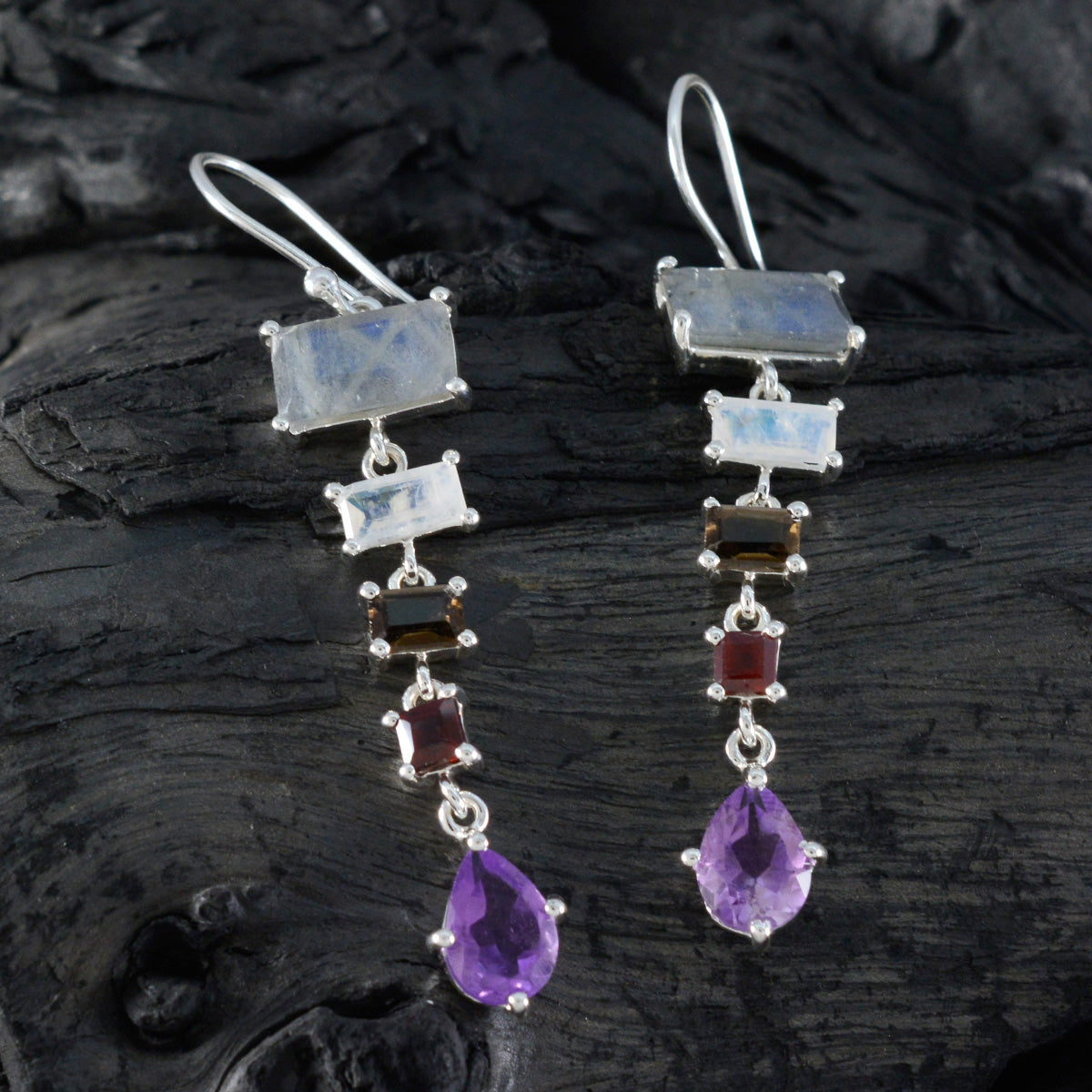 Multi-Middle-Eastern-Aiko-Penta-Dangle-multicolor-925-Sterling-Silver-Earring