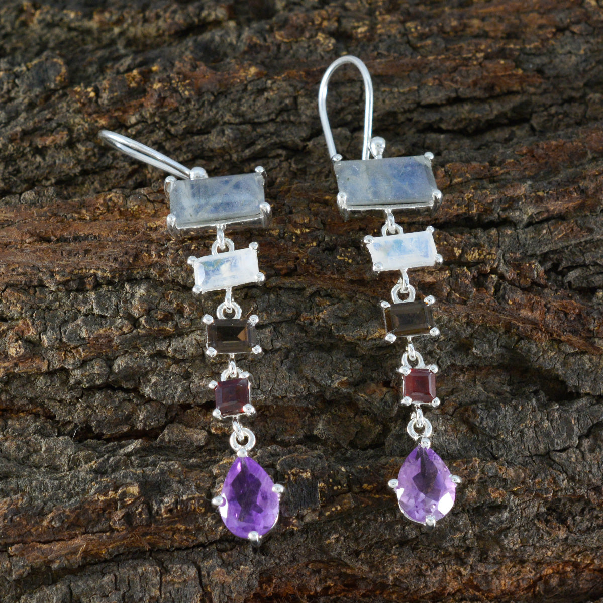 Multi-Middle-Eastern-Aiko-Penta-Dangle-multicolor-925-Sterling-Silver-Earring