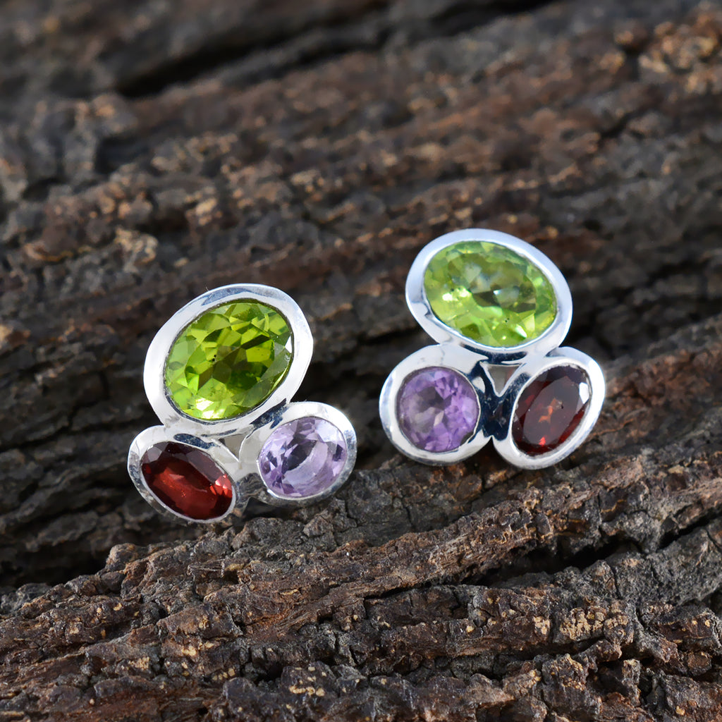Multi-Moroccan-Victoria-multiple-Stud-multicolor-925-Silver-Earring