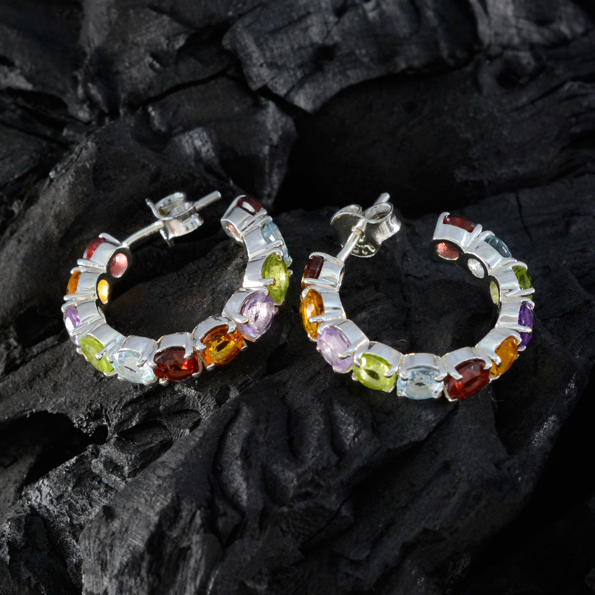 Multi-Japanese-Julieta-multiple-Stud-multicolor-92.5-Silver-Earring