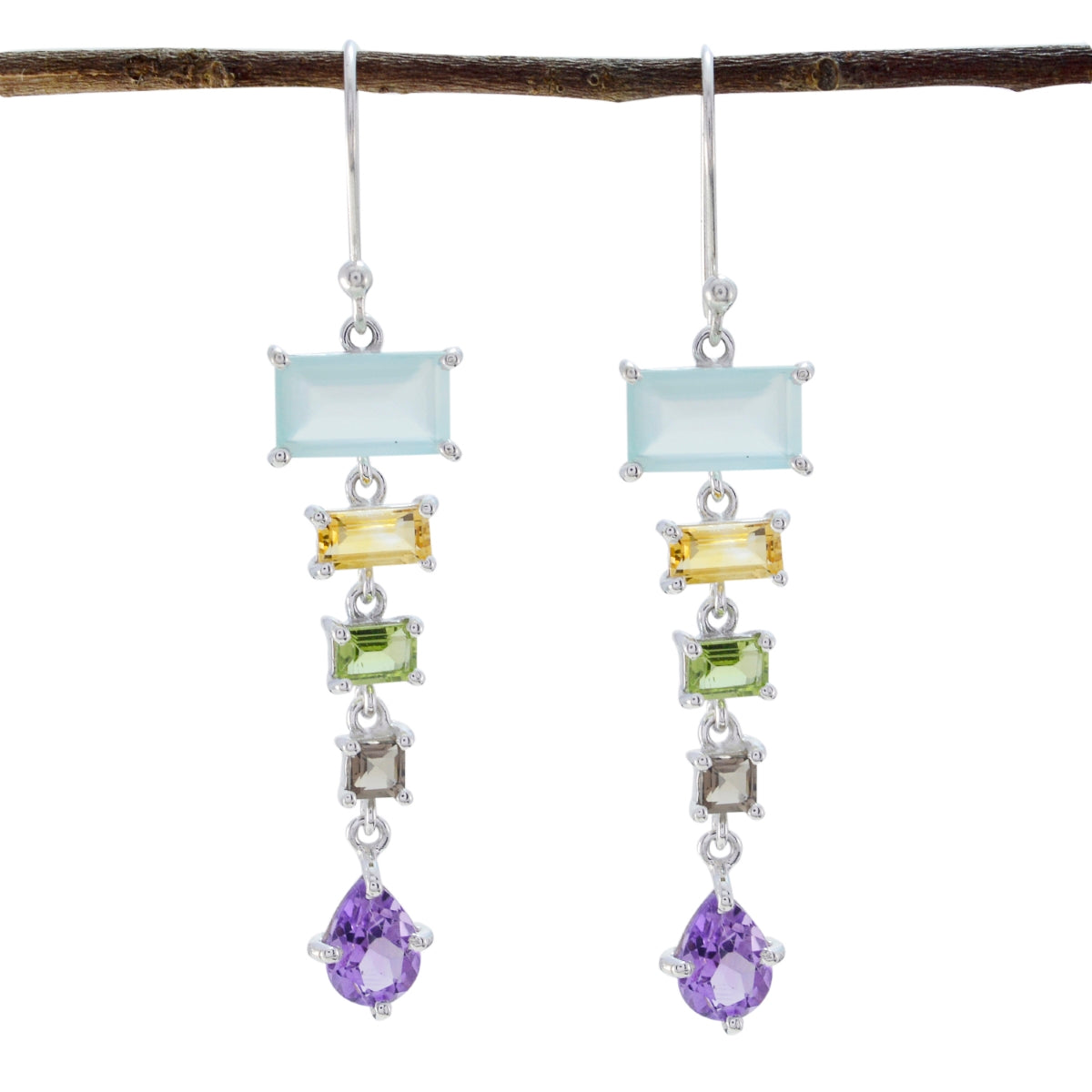 Multi-American-Yasmin-multiple-Dangle-multicolor-925-Sterling-Silver-Earring