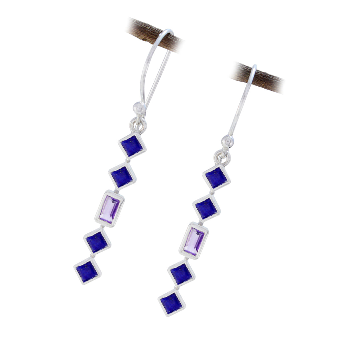 Boucles d'oreilles pendantes multicolores en argent 92,5 avec pendentif Yasmine coréen Image secondaire du produit