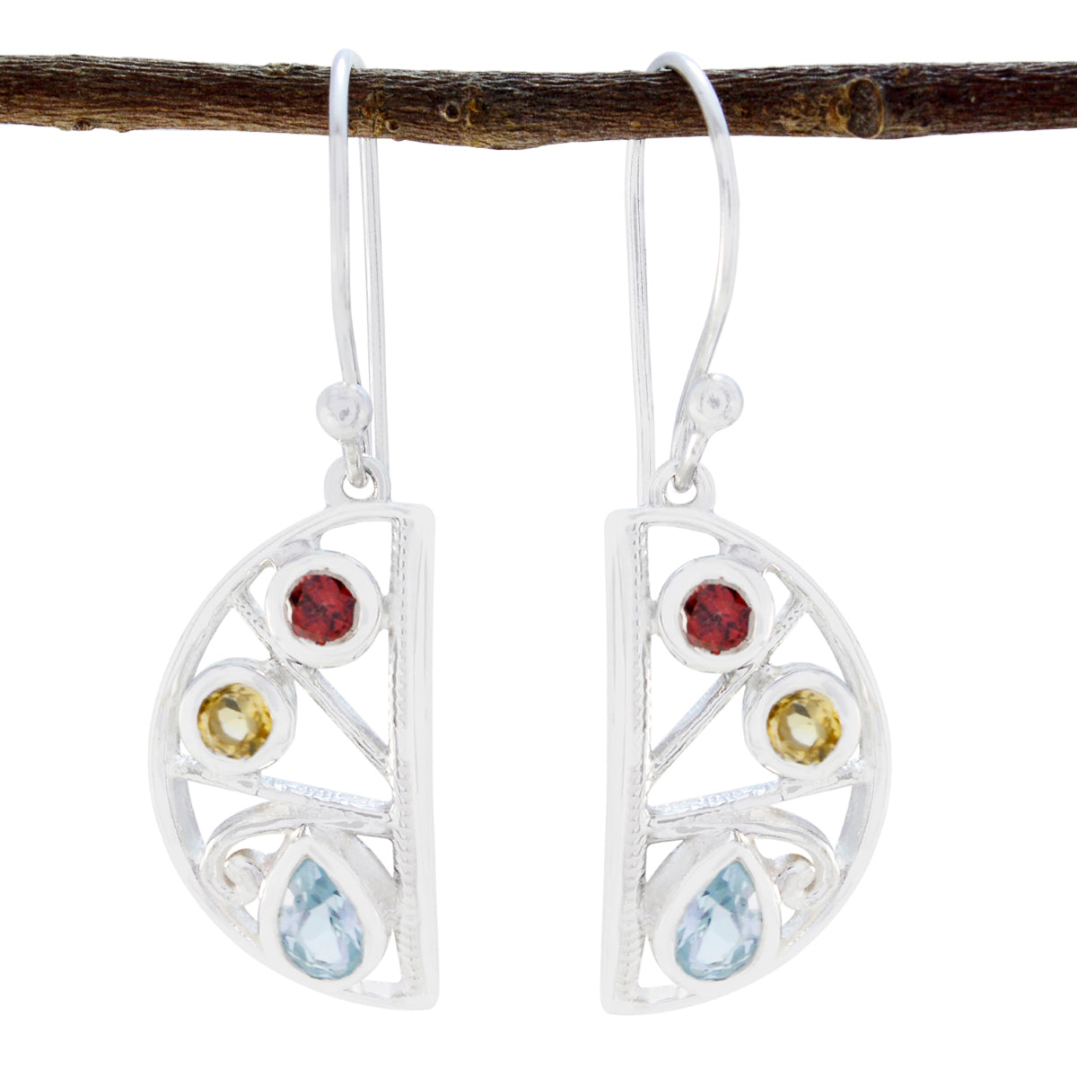 Multi-Japanese-Zoe-multiple-Dangle-multicolor-Sterling-Silver-Earring