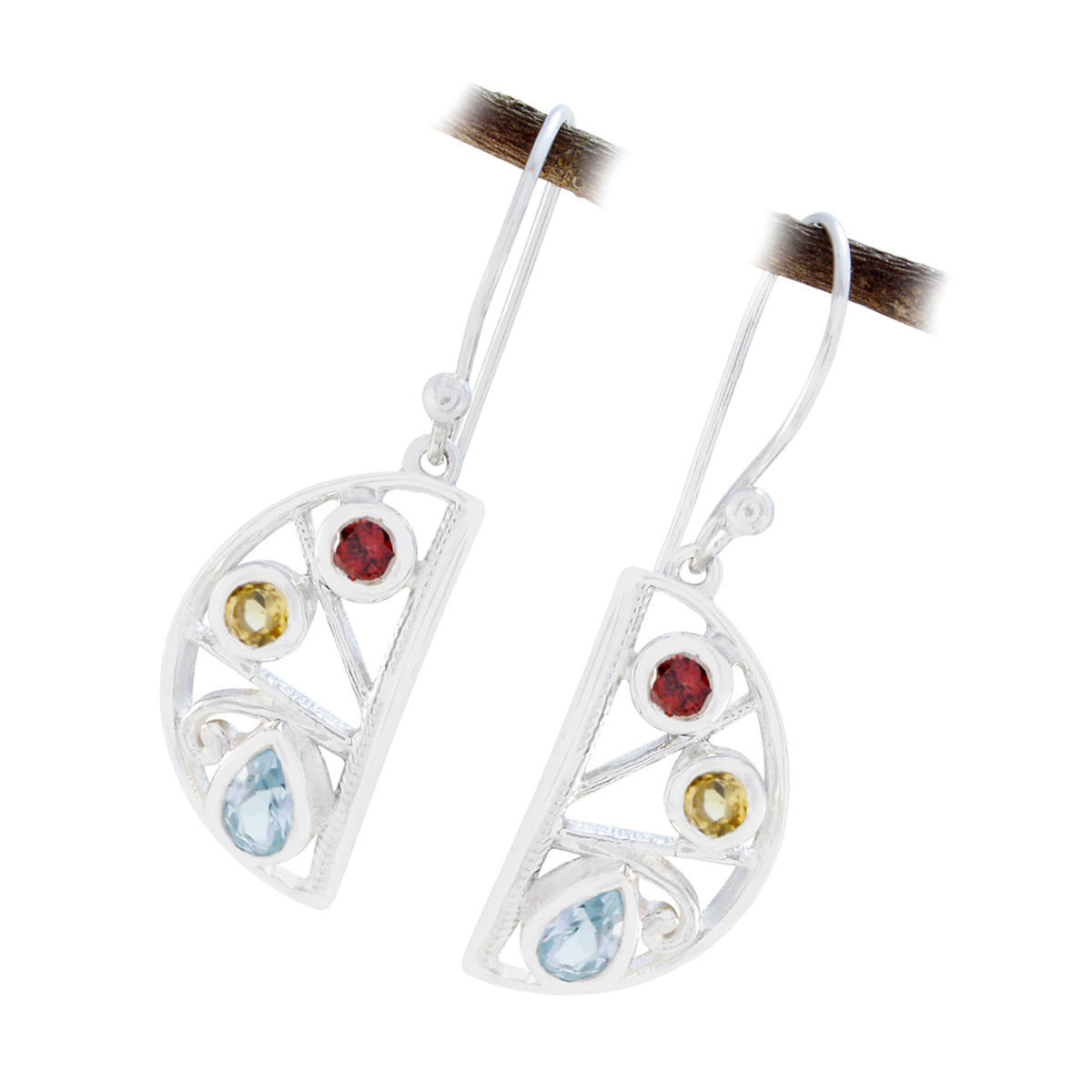 Multi-Japanese-Zoe-multiple-Dangle-multicolor-Sterling-Silver-Earring