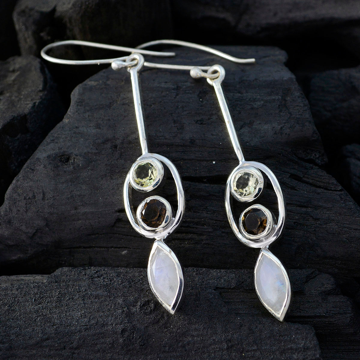 Multi-Italian-Aiko-multiple-Dangle-multicolor-925-Silver-Earring