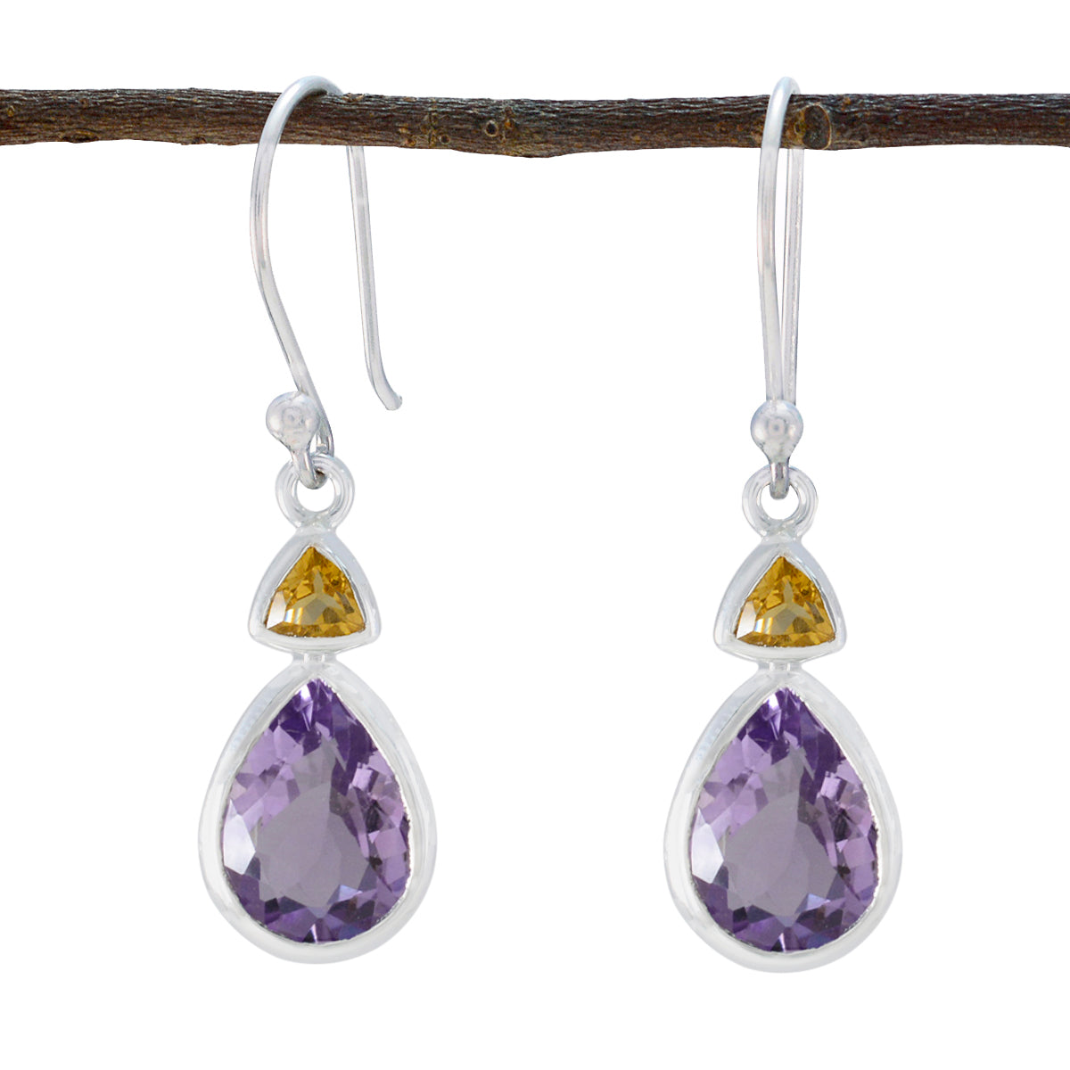 Multi-German-Bruna-Toi-et-Moi-Dangle-multicolor-92.5-Silver-Earring Huvudsaklig produktbild