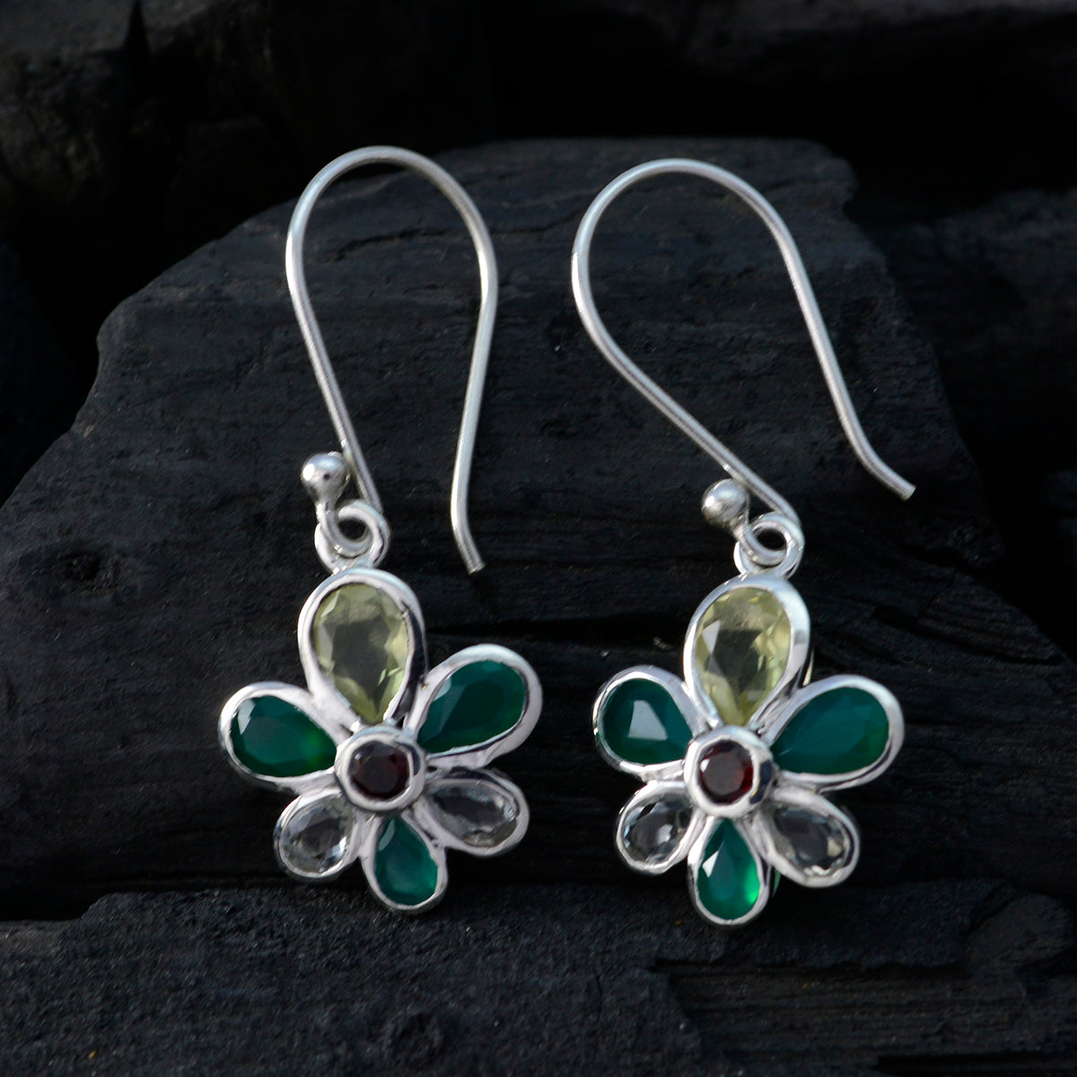 Multi-Middle-Eastern-Ayaka-multiple-Dangle-multicolor-925-Silver-Earring