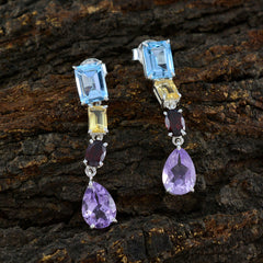 Multi-Japanese-Luisa-quarter-Stud-multicolor-925-Silver-Earring