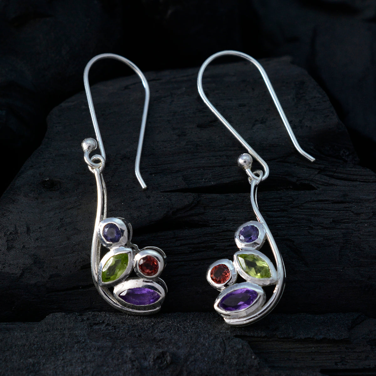 Multi-Mexican-Abigail-quarter-Dangle-multicolor-Silver-Earring