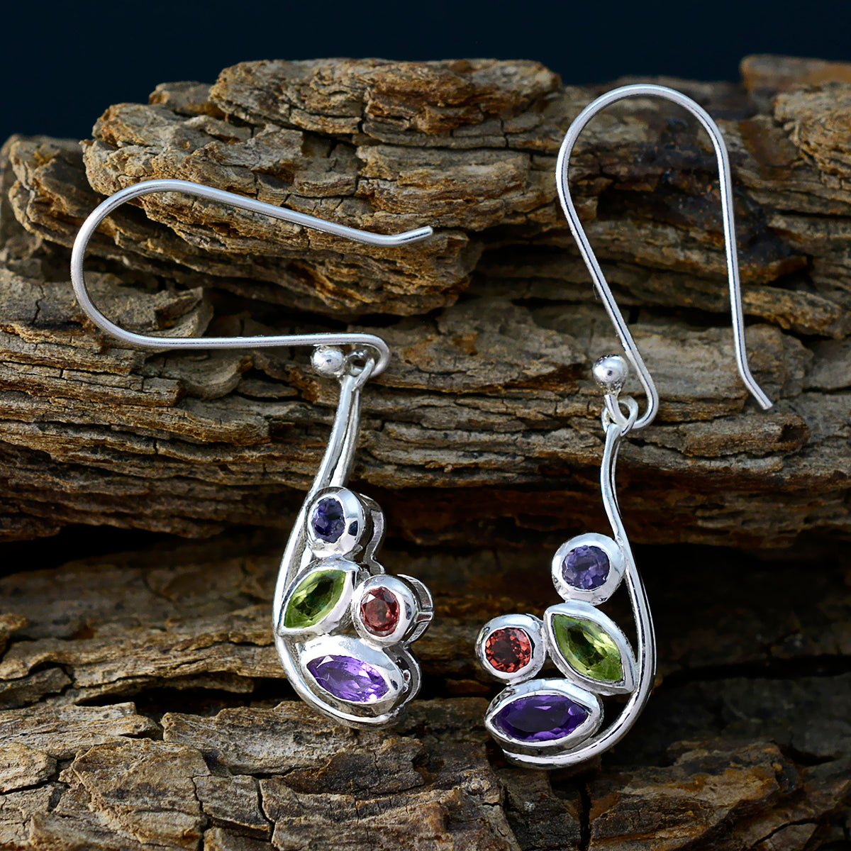 Multi-Mexican-Abigail-quarter-Dangle-multicolor-Silver-Earring