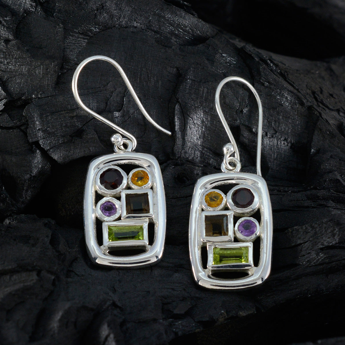 Multi-Egyptian-Elena-Penta-Dangle-multicolor-925-Silver-Earring