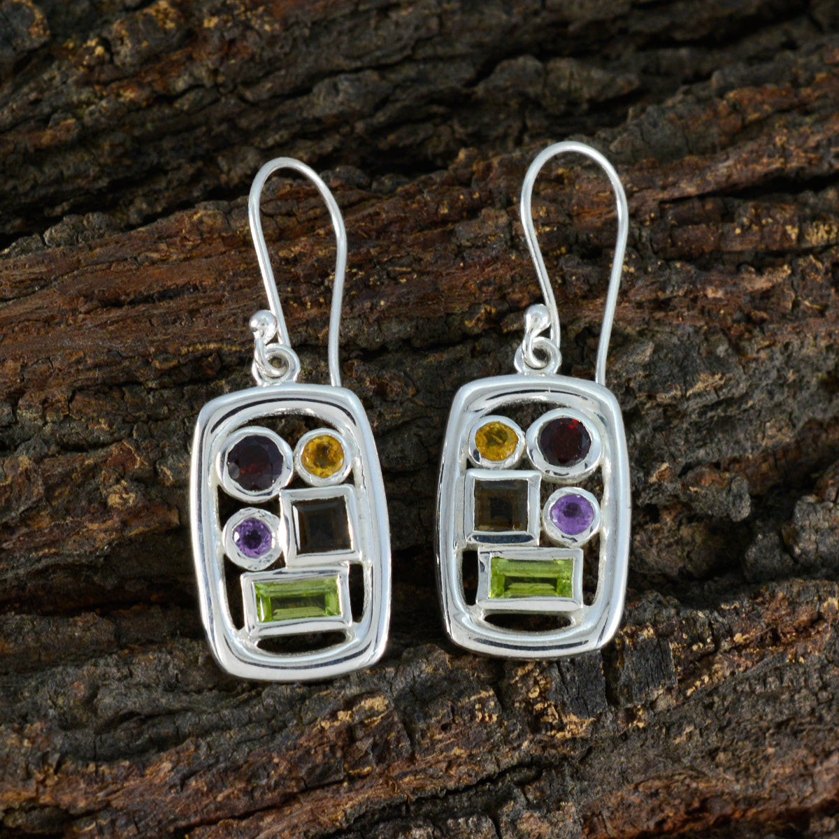 Multi-Egyptian-Elena-Penta-Dangle-multicolor-925-Silver-Earring