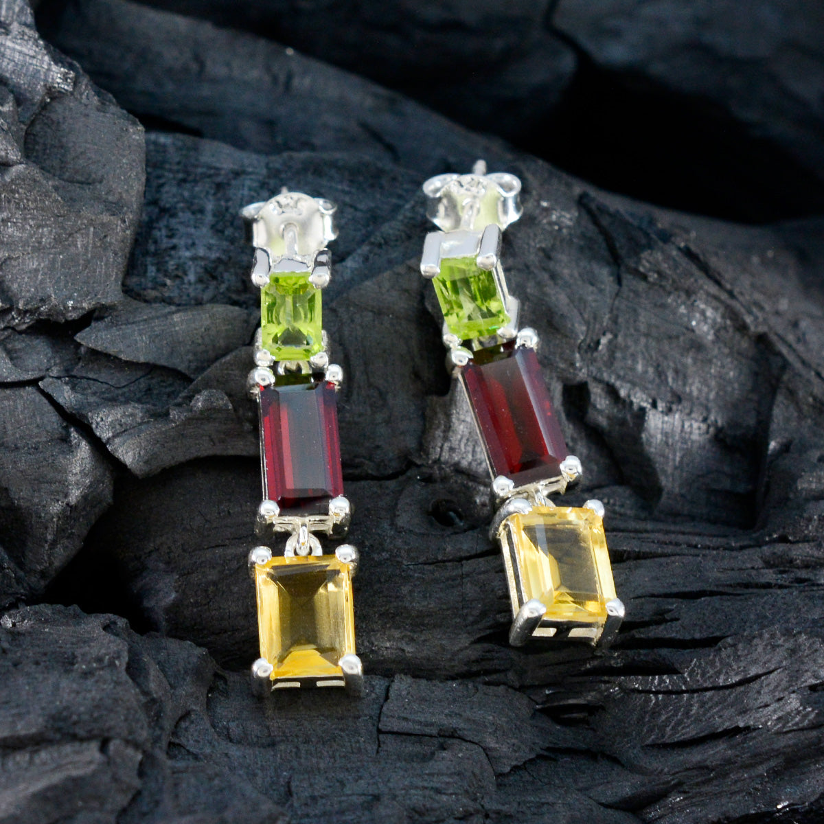 Multi-French-Nella-multiple-Stud-multicolor-Sterling-Silver-Earring