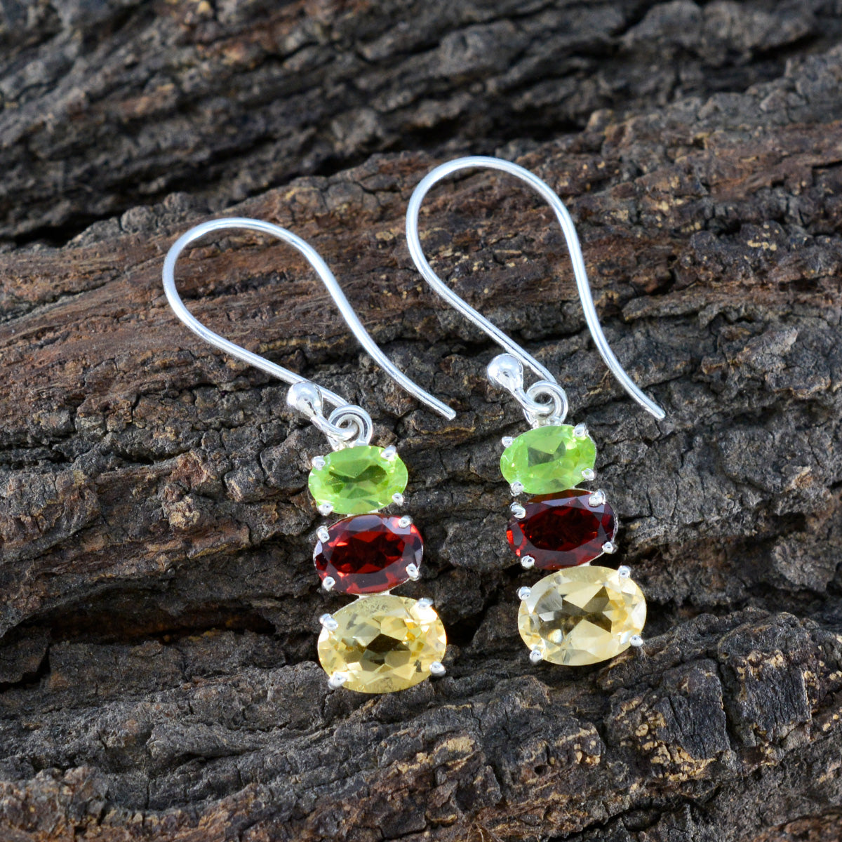 Multi-African-Yasmin-multiple-Dangle-multicolor-925-Sterling-Silver-Earring